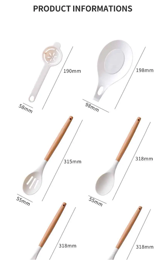 12pcs/set, White Silicone Utensil Set, Kitchen Utensil Set With Wooden Handle, Safety Cooking Utensils With Storage Bucket, Non-Stick Cooking Utensils, Kitchen Tools Set, Washable Modern Cookware, Apartment Dorm Essentials, Home, Kitchen Supplies