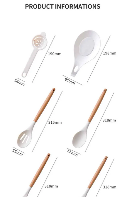 14pcs/set, White Silicone Utensil Set, Kitchen Utensil Set With Wooden Handle, Safety Cooking Utensils With Storage Bucket, Non-Stick Cooking Utensils, Kitchen Tools Set, Washable Modern Cookware, Apartment Dorm Essentials, Home, Kitchen Supplies